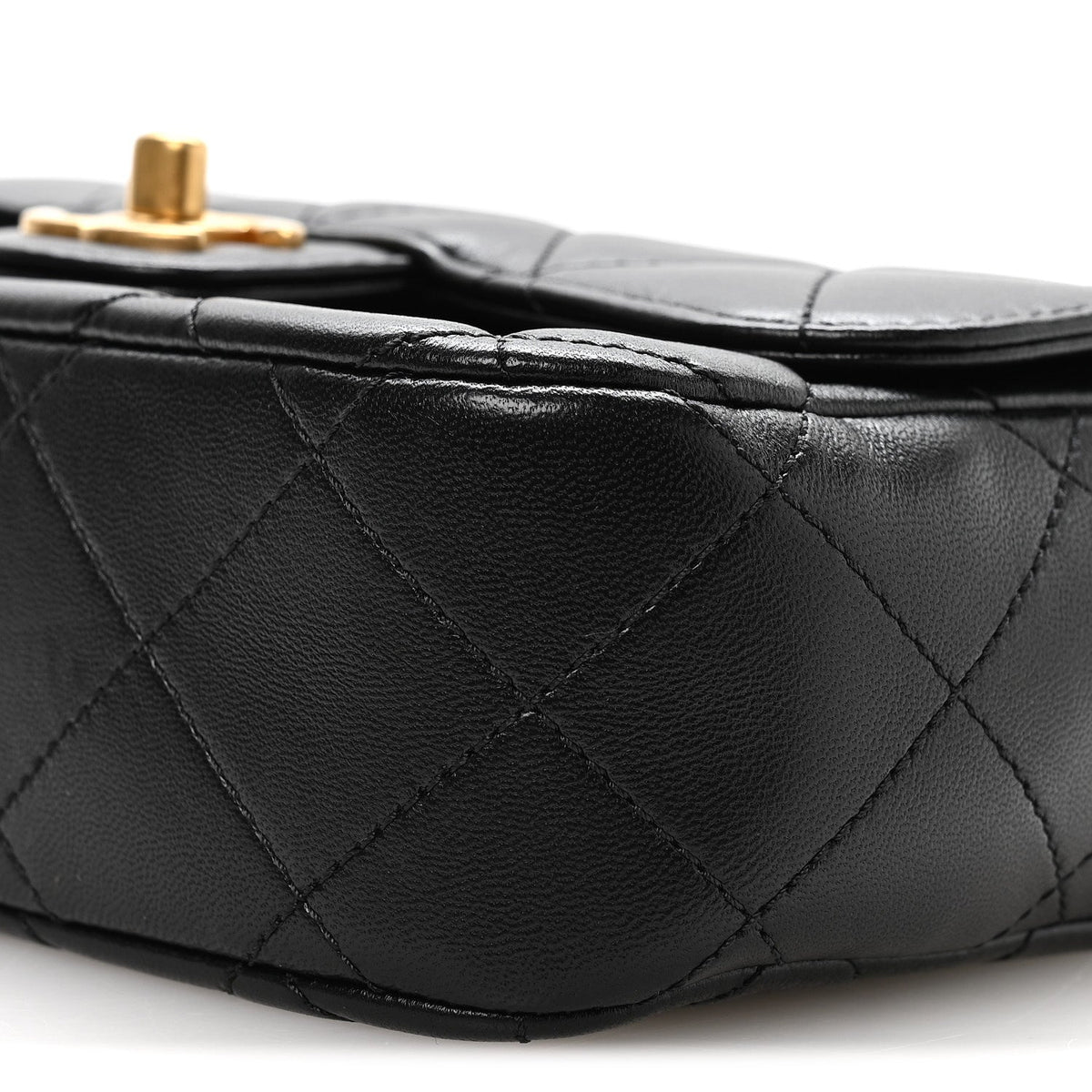 Mini Quilted Lambskin Flap Shoulder Bag - Black