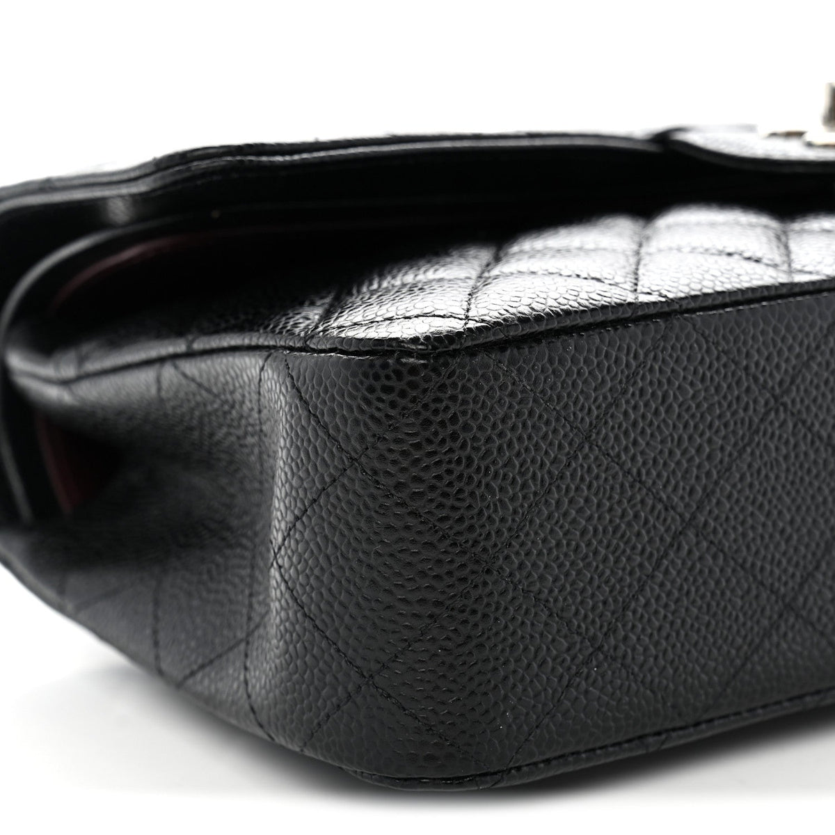 Medium Quilted Caviar Flap Shoulder Bag - Black