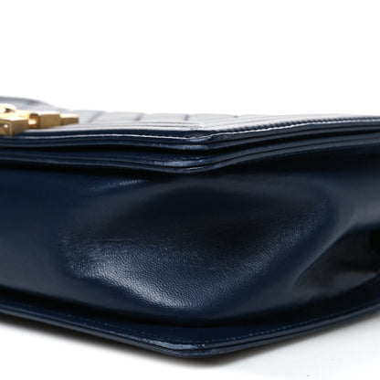 Medium Quilted Lambskin Flap Shoulder Bag - Dark Navy