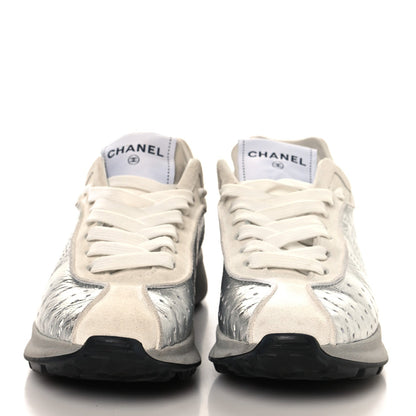 Chanel Laminated Calfskin Suede CC Women's Shoes