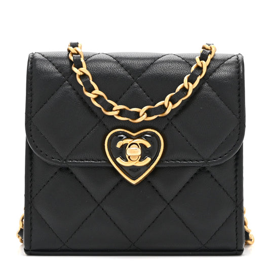 Quilted Lambskin Clutch Bag - Black
