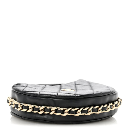 Quilted Lambskin Hobo Bag - Black