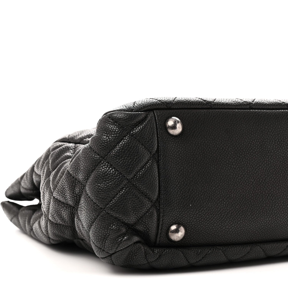 Quilted Caviar Tote Bag - Black