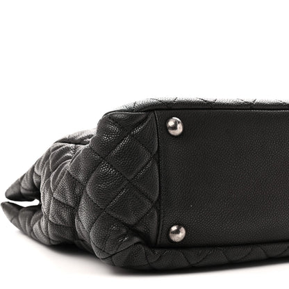 Quilted Caviar Tote Bag - Black