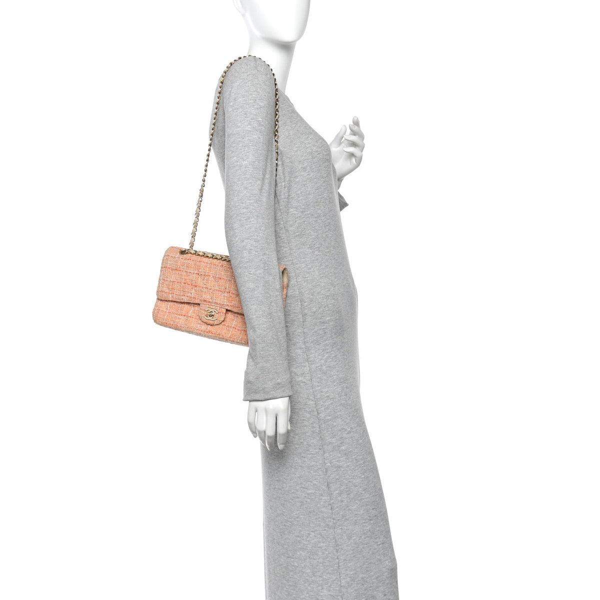 Medium Quilted Flap Shoulder Bag - Beige