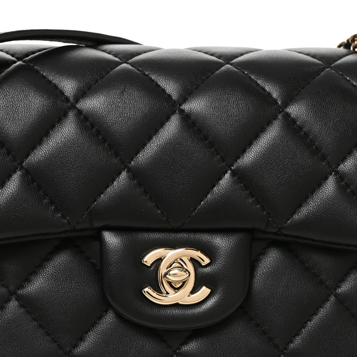 Small Quilted Lambskin Flap Shoulder Bag - Black