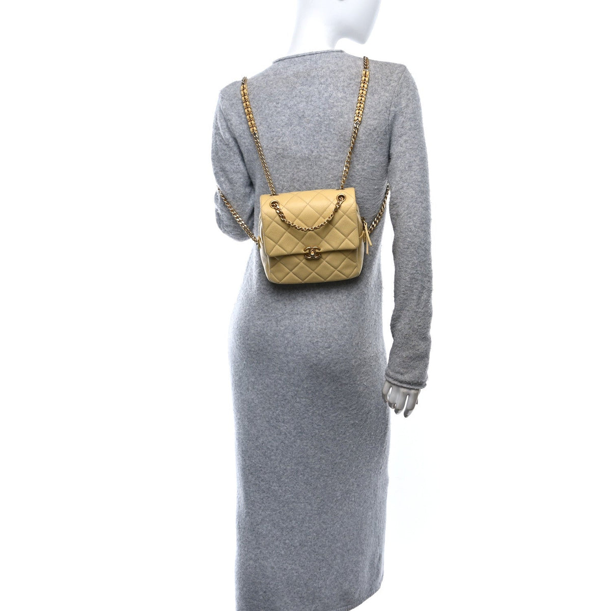 Quilted Caviar Backpack - Yellow