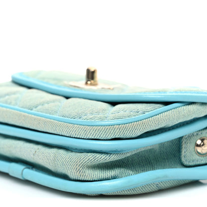 Small Quilted Flap Shoulder Bag - Blue