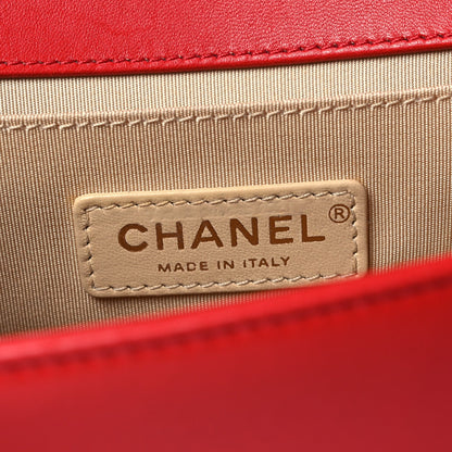 Medium Lambskin Flap Shoulder Bag - Red