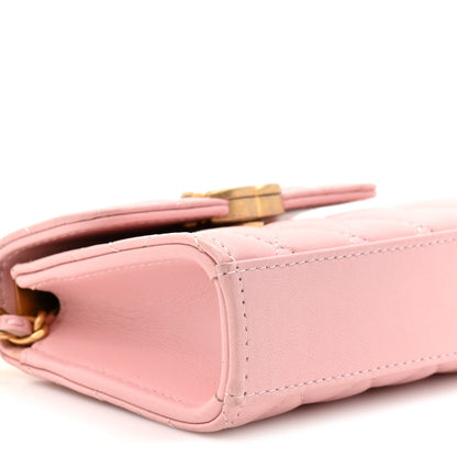 Mini Quilted Lambskin Flap Shoulder Bag - Pink
