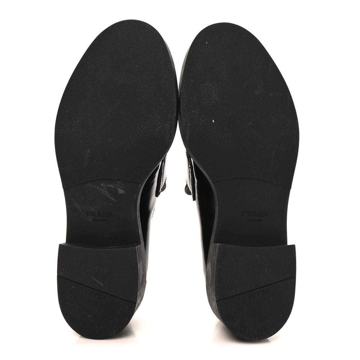 Prada Spazzolato Women's Triangle Logo 50mm Loafers 40 Black