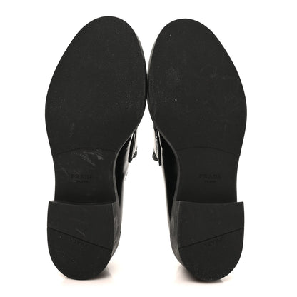 Prada Spazzolato Women's Triangle Logo 50mm Loafers 40 Black