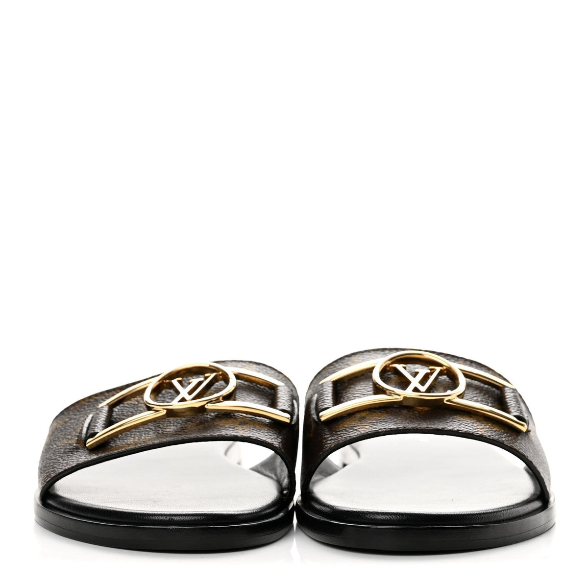 Louis Vuitton Patent Monogram Women's Lock It Flat Mules 39