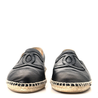 Chanel Lambskin Women's CC Espadrilles 38 Black