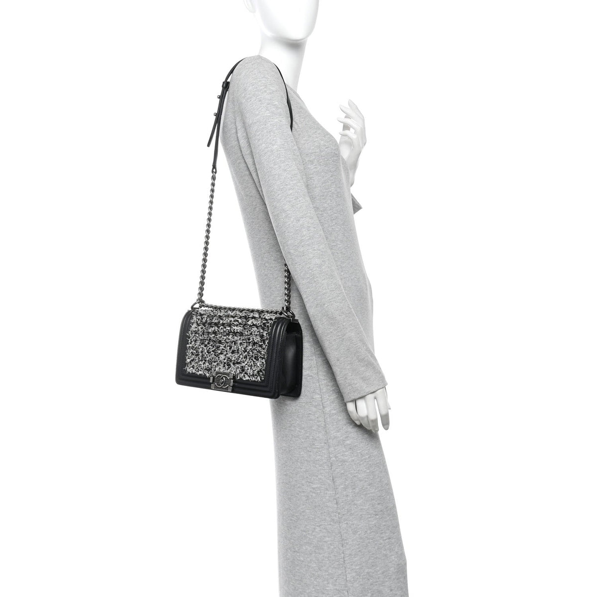 Medium Calfskin Flap Shoulder Bag - Black