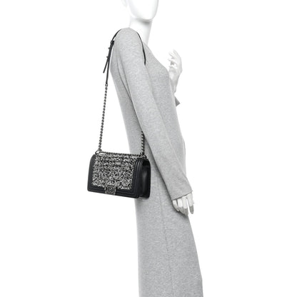 Medium Calfskin Flap Shoulder Bag - Black