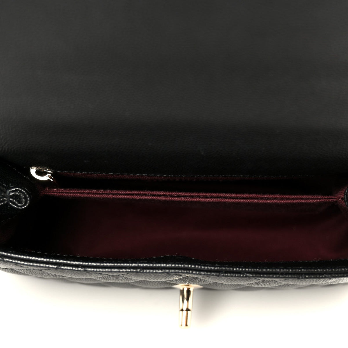 Mini Quilted Caviar Flap Shoulder Bag - Black