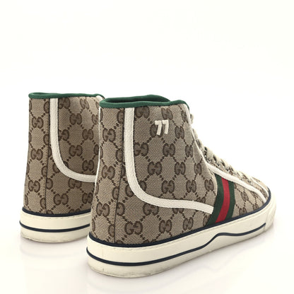 Gucci GG Monogram Web 1977 Tennis Men's High Top Sneakers Beige