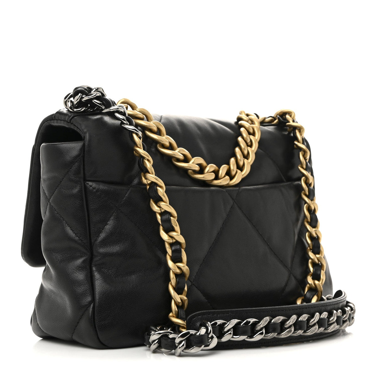 Medium Quilted Lambskin Flap Shoulder Bag - Black