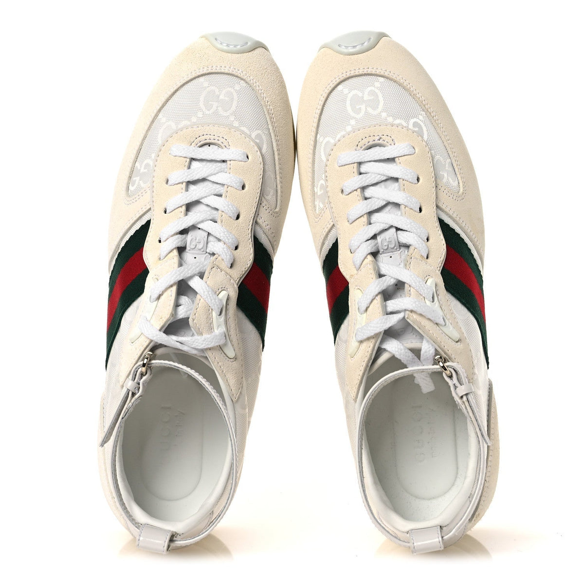 Gucci Suede Women's GG Monogram Web Re-Motion Sneakers 37 White