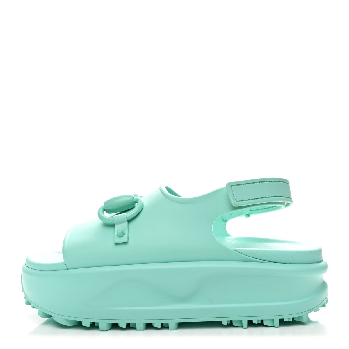 Soft Rubber Horsebit Slingback Sandals Teal Cyan