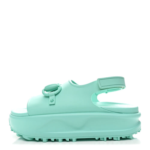 Soft Rubber Horsebit Slingback Sandals Teal Cyan