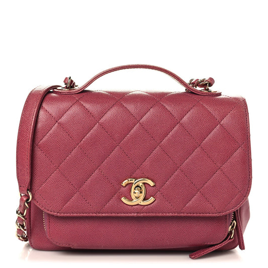 Medium Quilted Caviar Flap Shoulder Bag - Pink