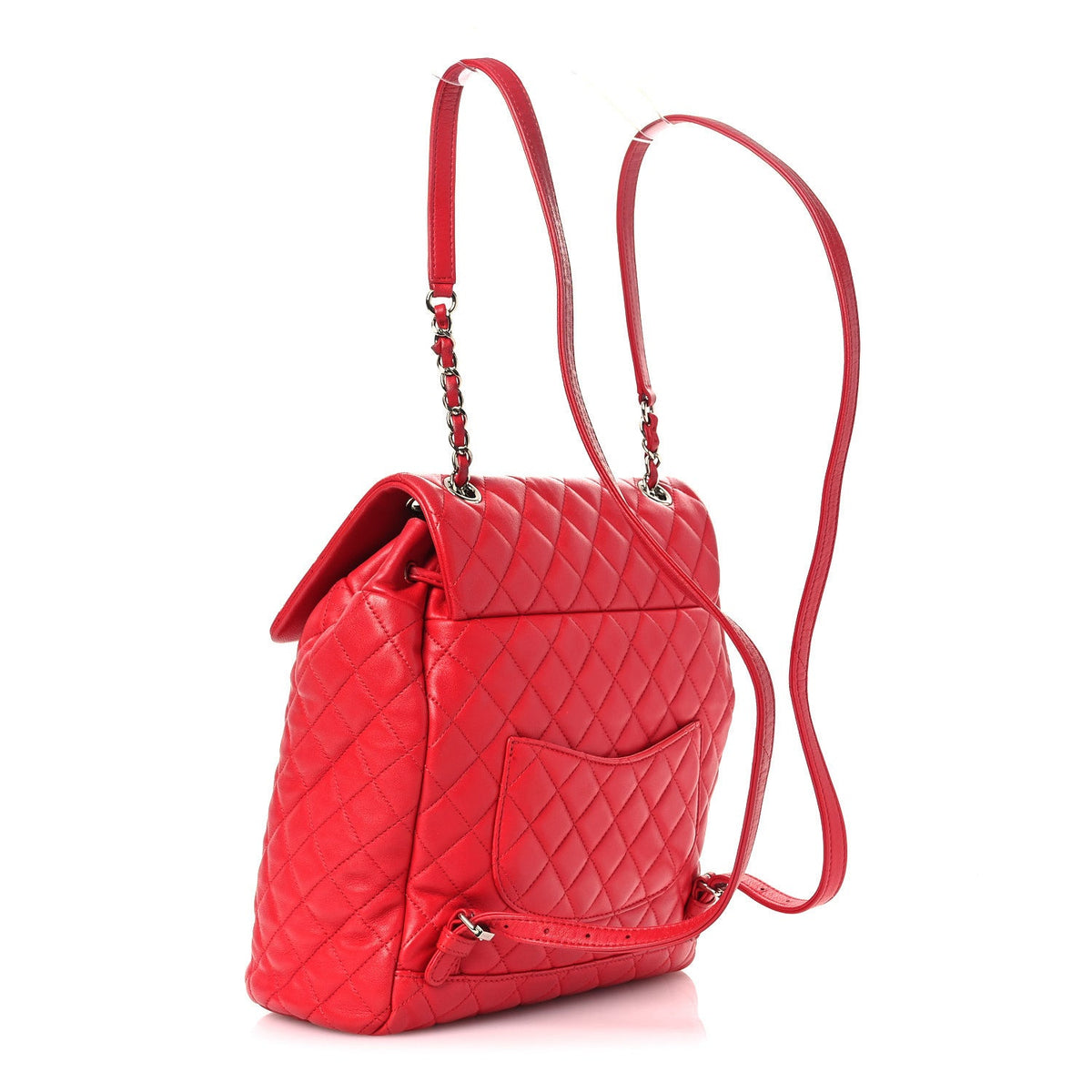 Large Quilted Lambskin Backpack - Red