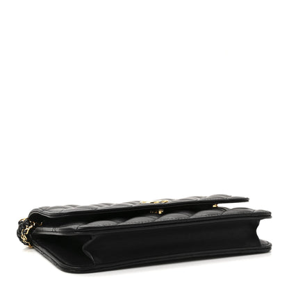 Quilted Lambskin Clutch Bag - Black