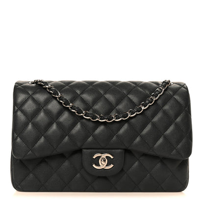 Quilted Caviar Flap Shoulder Bag - Blue