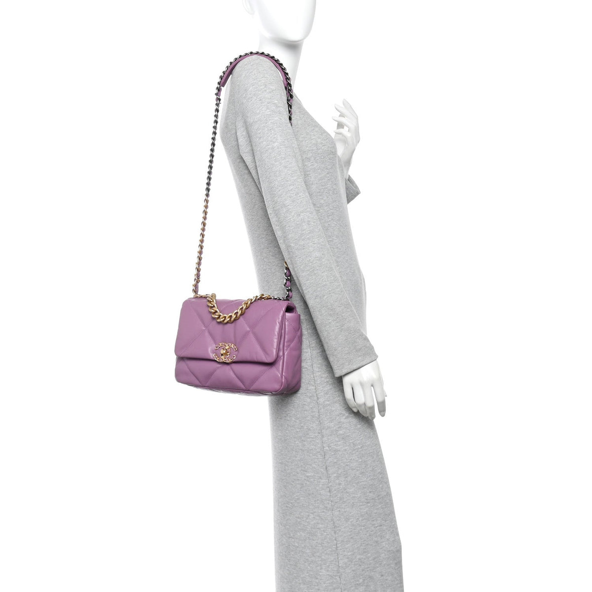 Medium Quilted Goatskin Flap Shoulder Bag - Purple