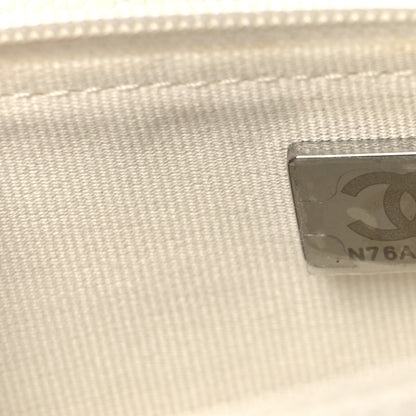Quilted Caviar Flap Shoulder Bag - White