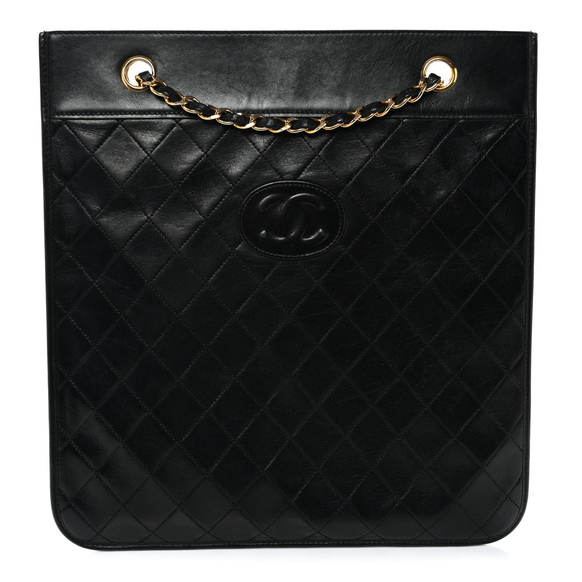Quilted Lambskin Shoulder Bag - Black