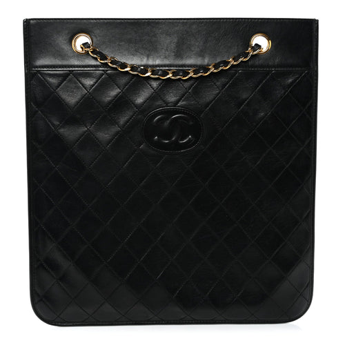 Quilted Lambskin Shoulder Bag - Black