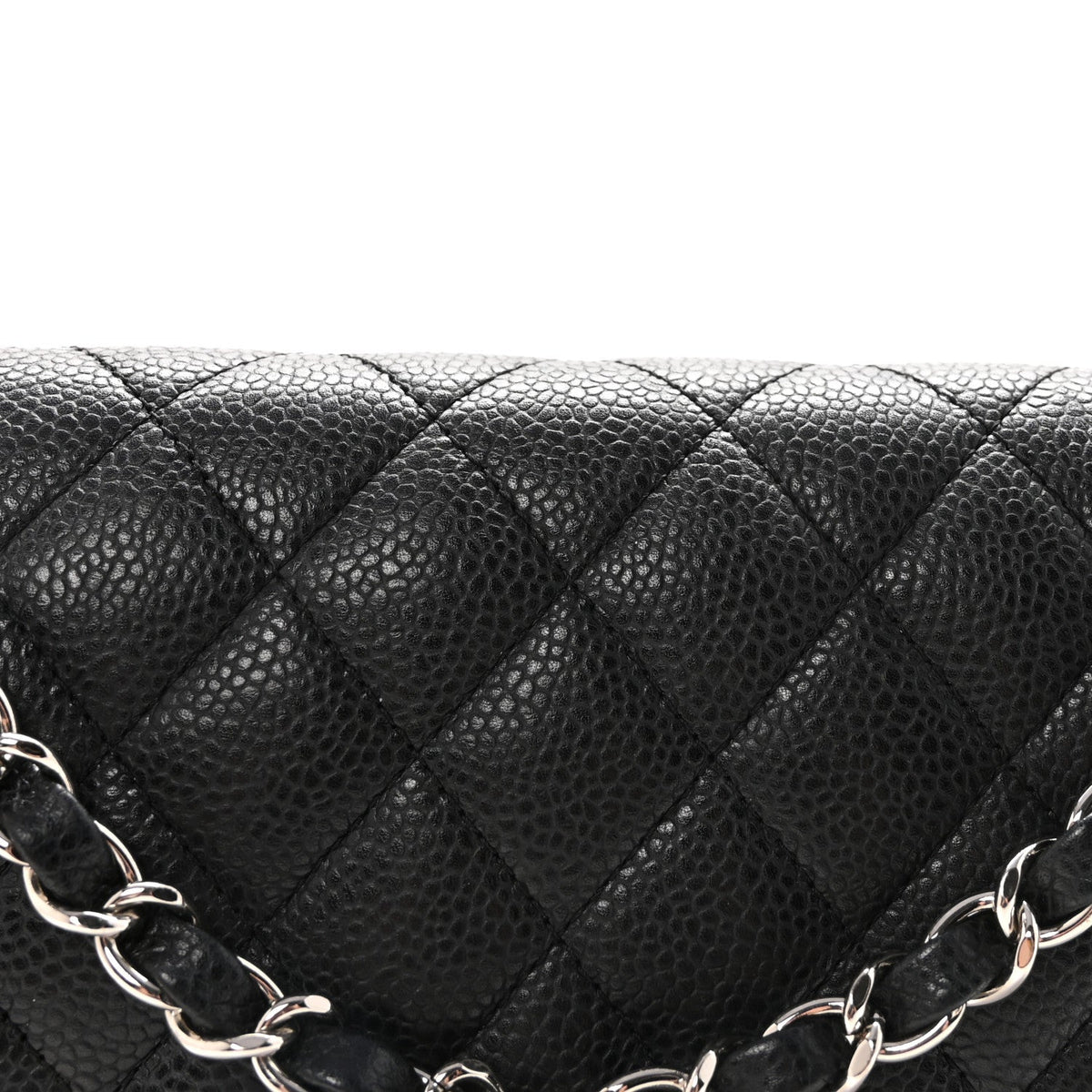 Medium Quilted Caviar Flap Shoulder Bag - Black