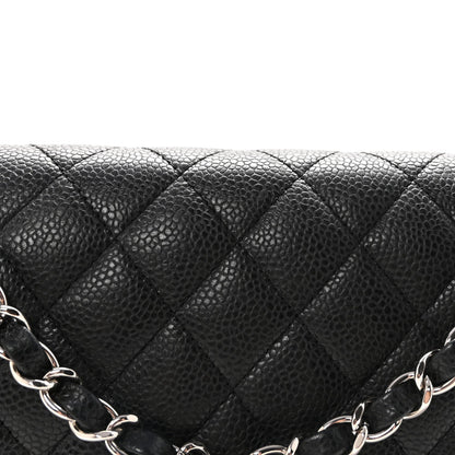 Medium Quilted Caviar Flap Shoulder Bag - Black