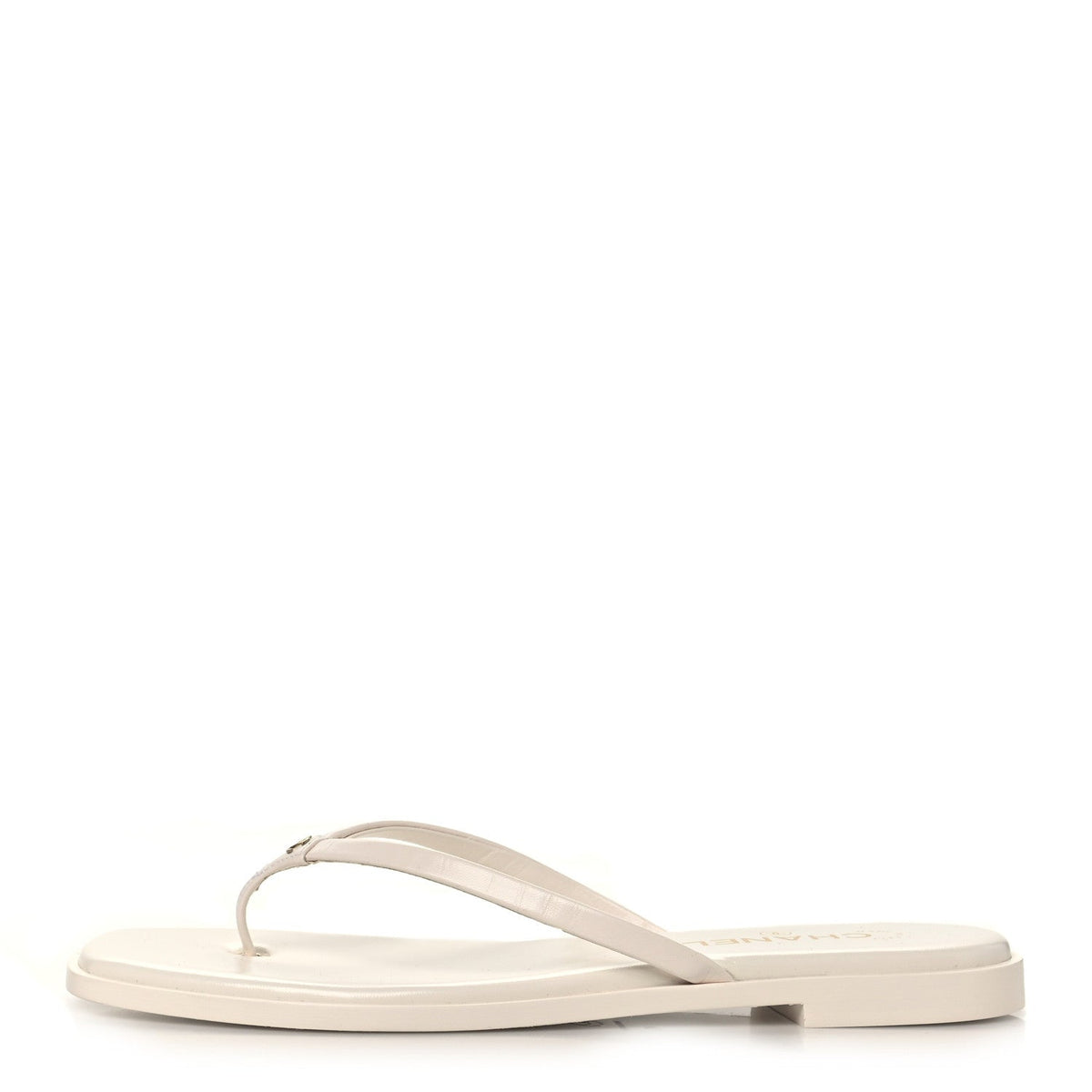 Goatskin CC Times Square Thong Sandals White