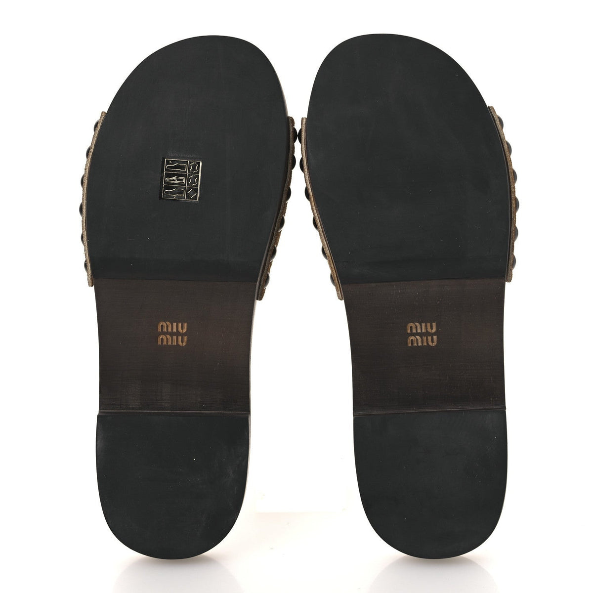 Miu Miu Suede Women's Logo Slide Clogs 37 Cannella