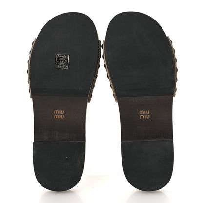 Miu Miu Suede Women's Logo Slide Clogs 37 Cannella