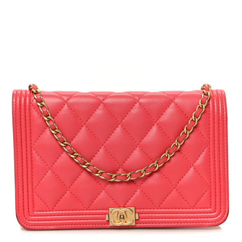 Quilted Caviar Wallet Bag - Pink