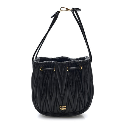 Mini Nappa Bucket Bag - Black