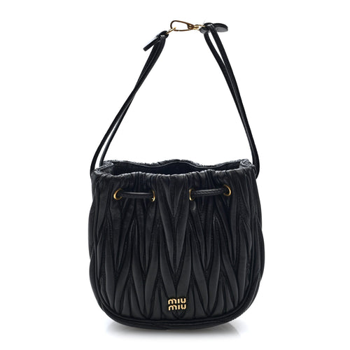 Mini Nappa Bucket Bag - Black