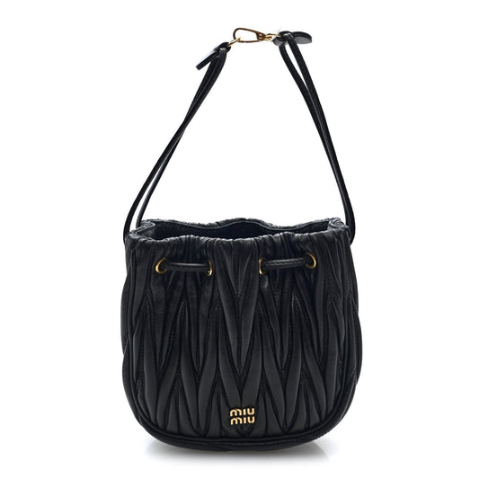 Mini Nappa Bucket Bag - Black