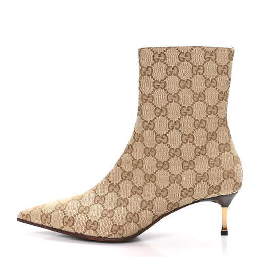 GG Monogram Malaga Kid Bombshell Bootie Sand Dark Brown
