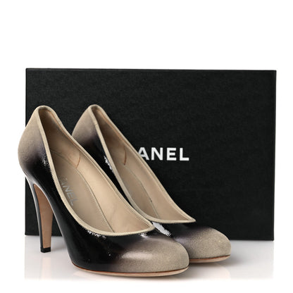 Chanel Patent Ombre Women's Pumps 40 Beige Black