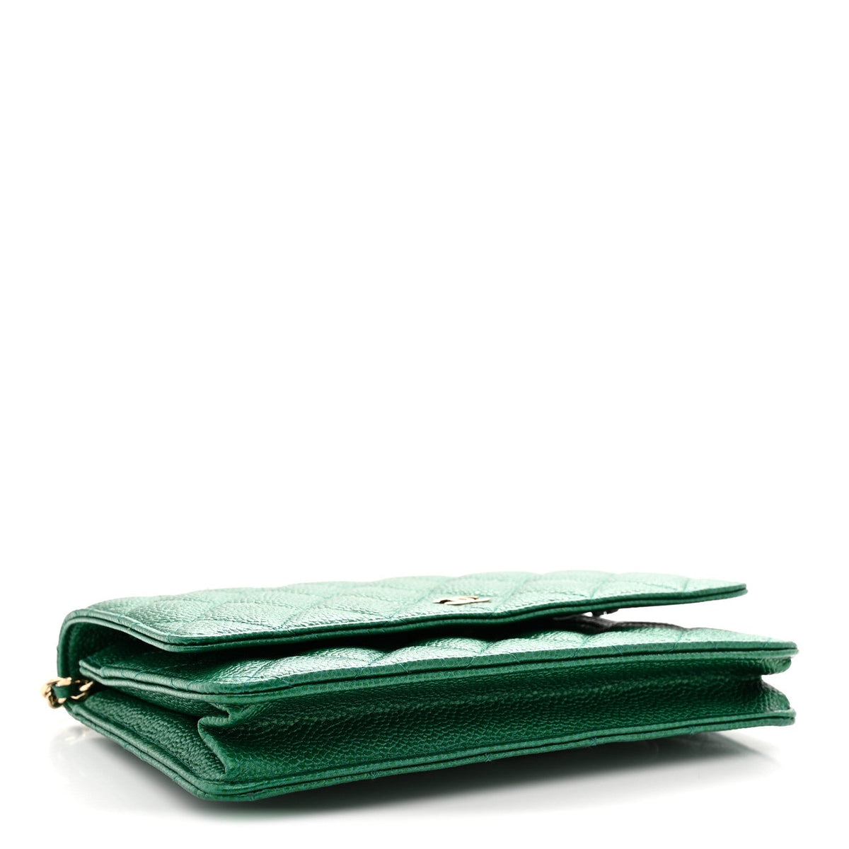 Quilted Caviar Wallet Bag - Green