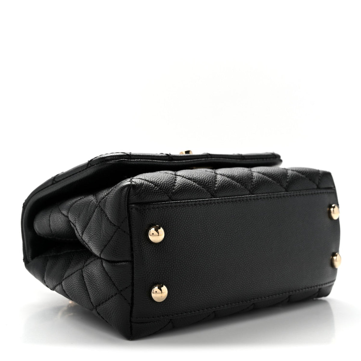 Mini Quilted Caviar Flap Shoulder Bag - Black