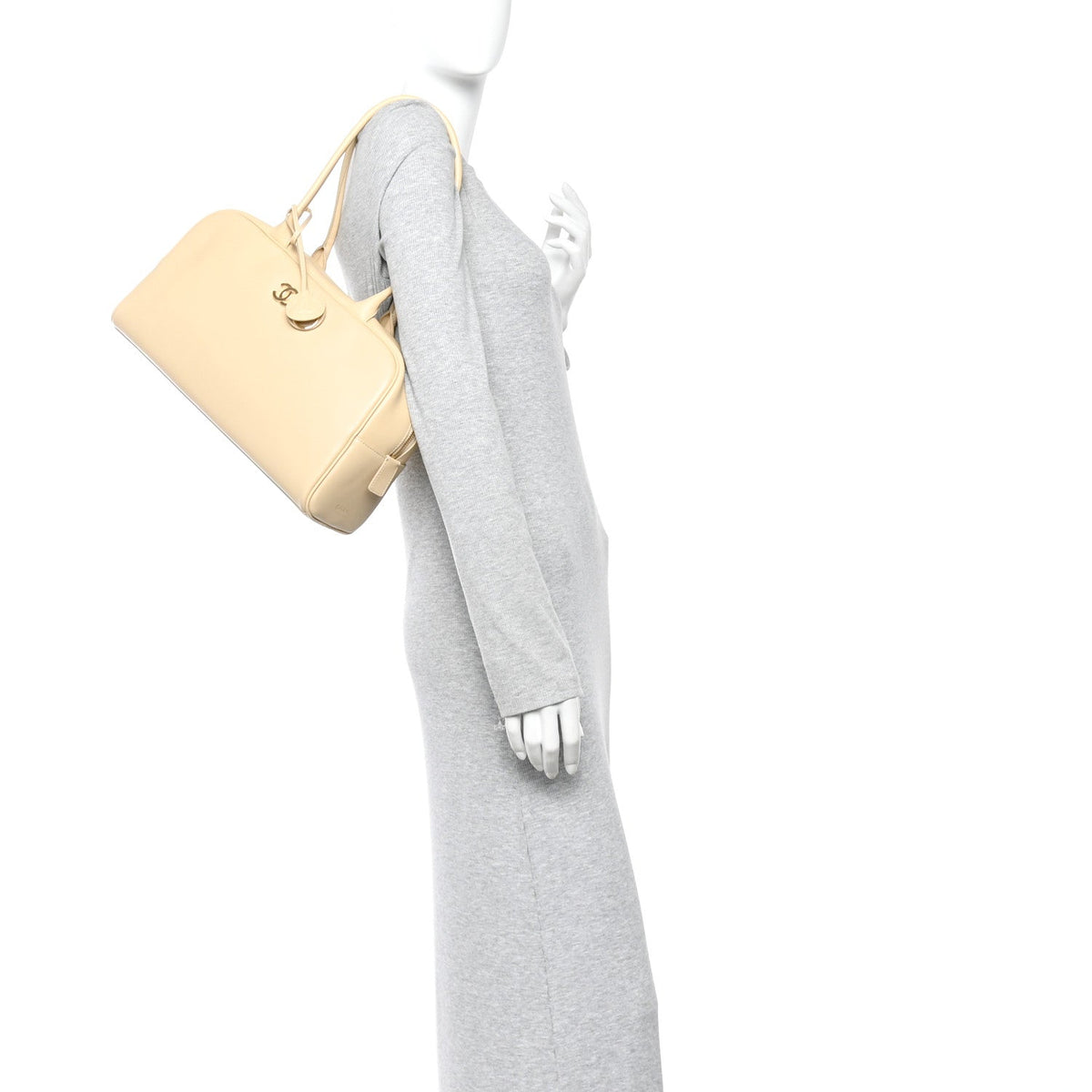 Large Calfskin Handbag - Beige