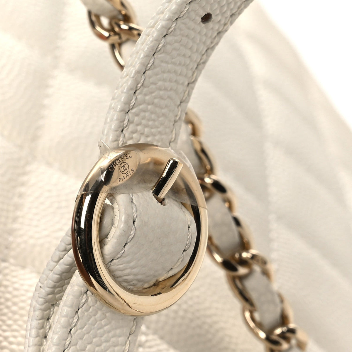 Small Quilted Caviar Backpack - White