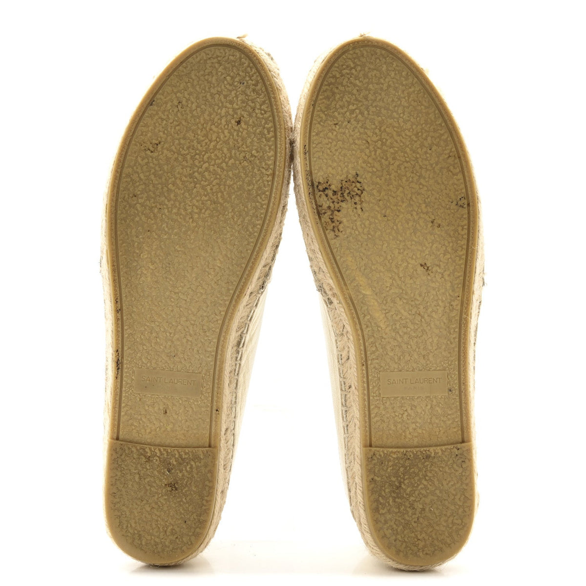 Saint Laurent Metallic Lambskin Women's Monogram Espadrilles 38 Platino